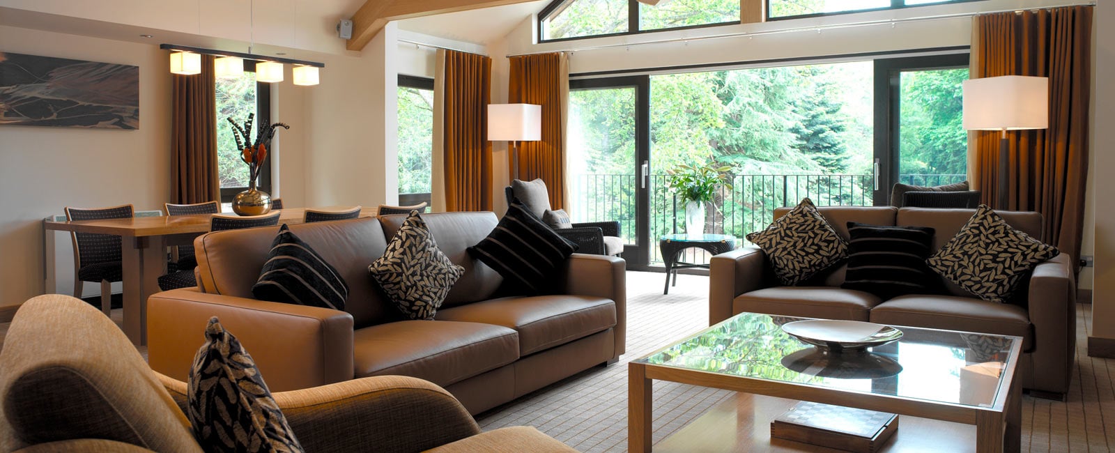 Living Area at Dunkeld House Lodges, Managed by Hilton Grand Vacations in Perthshire, Scotland